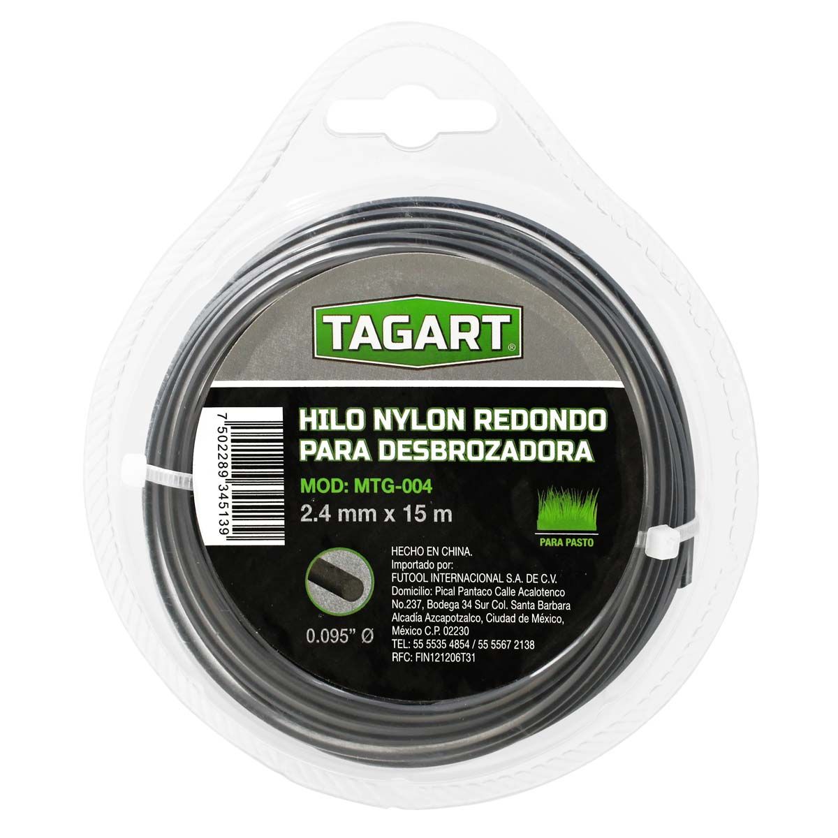 Hilo nylon redondo para desbrozadora 2.4 mm x 1 libra MTG-005 Tagart