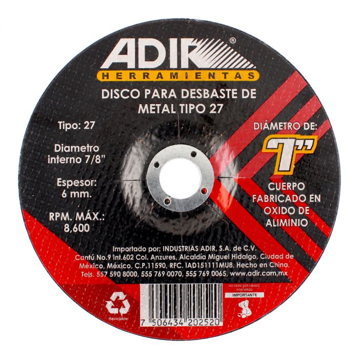 Disco para desbaste 7" x 6 mm 9307 Adir