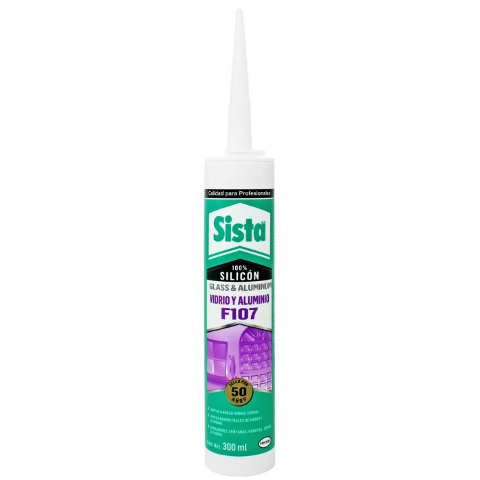 Silicón negro vidrio y aluminio F107 Sista