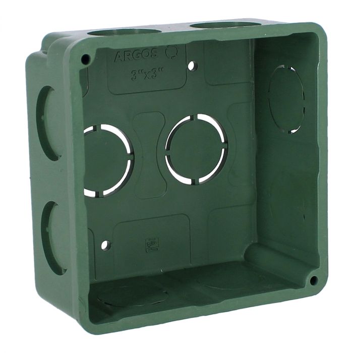 Caja de registro sin tapa 3" x 3" verde CAJA013 Argos